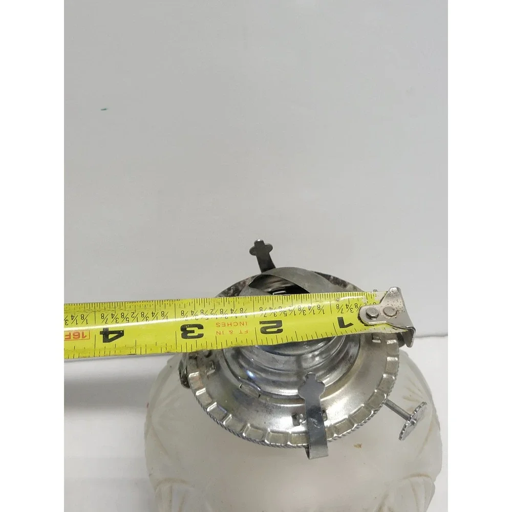 Vtg Frosted‎ Glass Oil Lamp Starburst Pattern Model No 288 Clear Chimney 12.5in